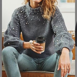 Sucrefas Faux Pearl Cropped Sweater